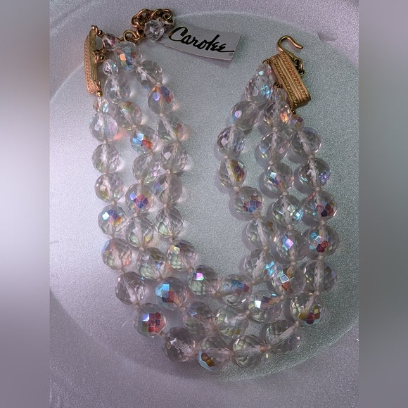 NOS EVC CAROLEE HEAVY IRIDESCENT CHOKER NECKLACE CHUNKY - Picture 5 of 7